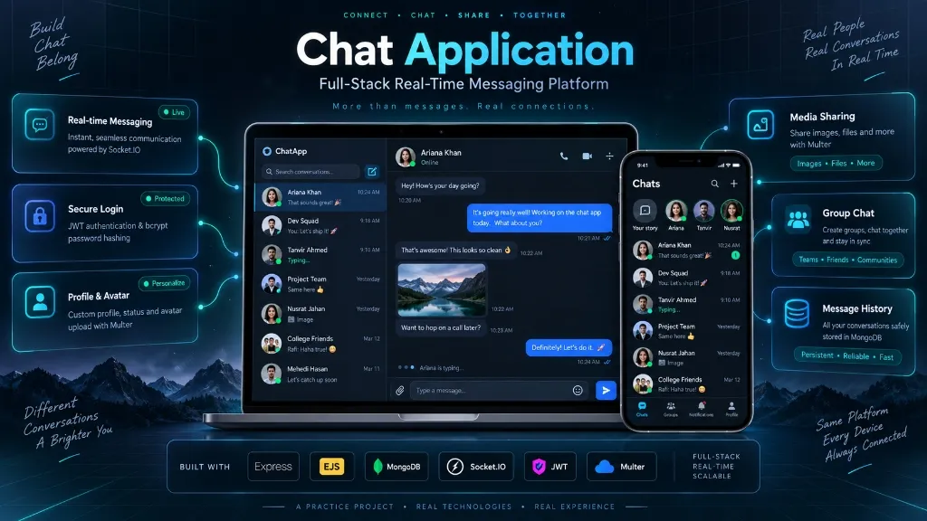 Real-Time Chat Application - Real-time chat application with instant messaging, modern UI, and socket-based communication between users.